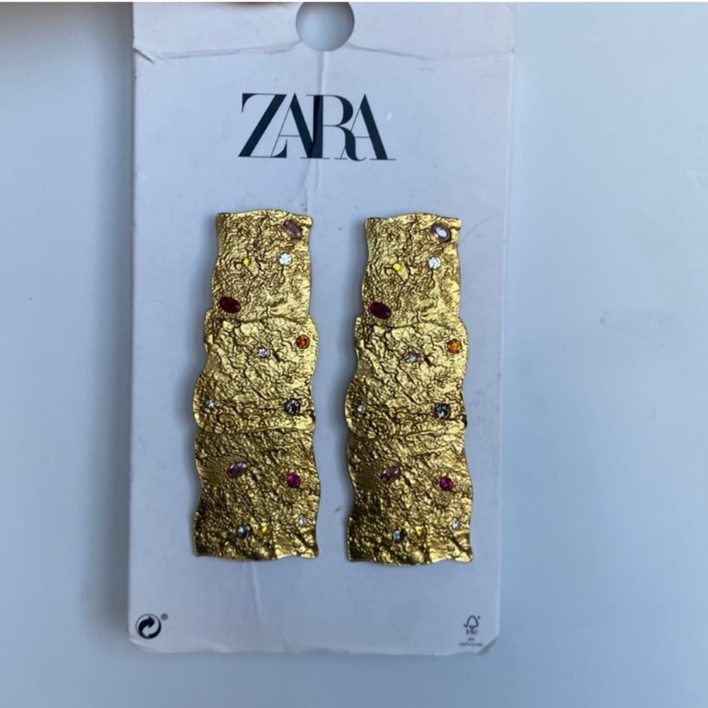 NWT Zara Maxi Gold Tone Earrings - Picture 2 of 11